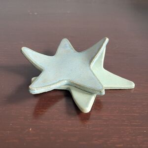 Handmade Ceramic Stars Blue & Green, Set of 2, 2.5"